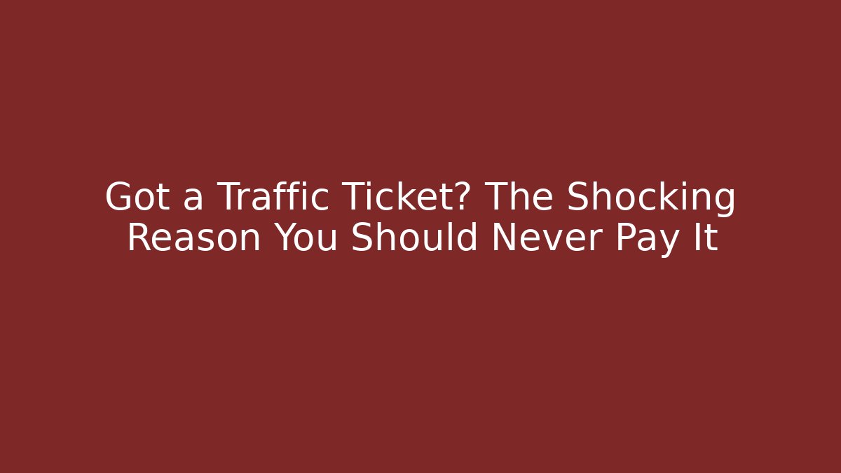 Got a Traffic Ticket? The Shocking Reason You Should Never Pay It - V Auction