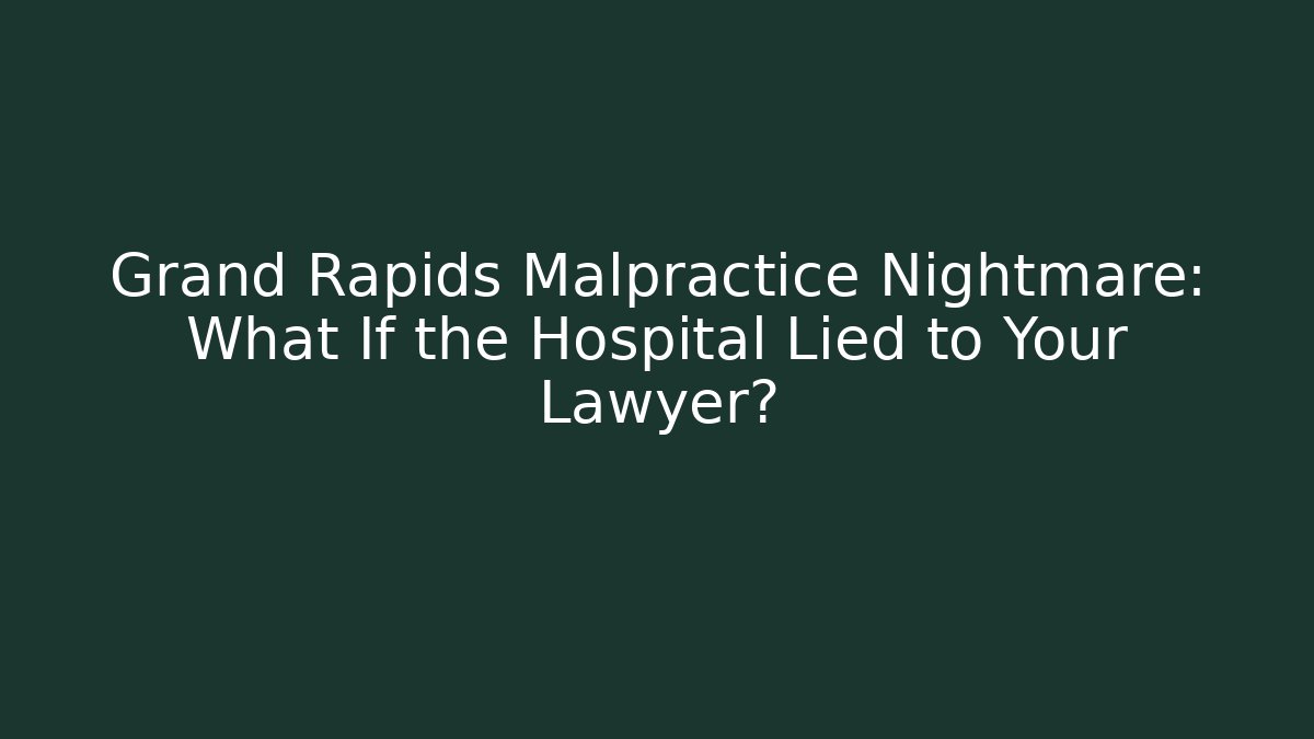 Grand Rapids Malpractice Nightmare: What If the Hospital Lied to Your Lawyer?