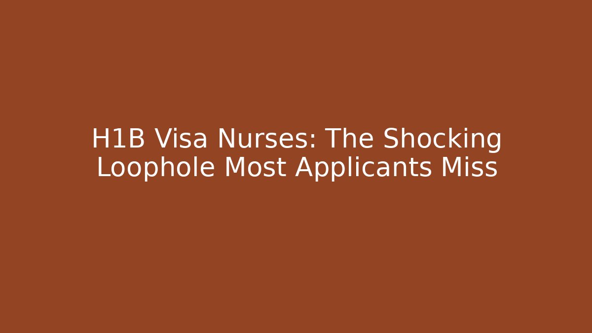 H1B Visa Nurses: The Shocking Loophole Most Applicants Miss - V Auction