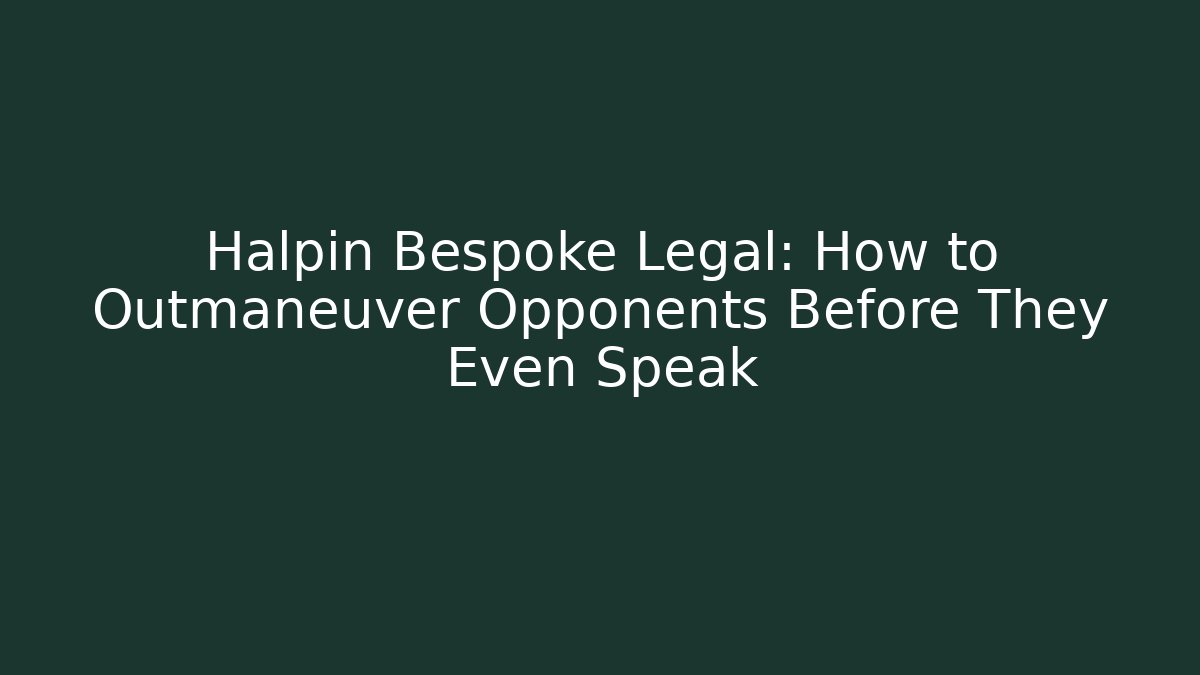 Halpin Bespoke Legal: How to Outmaneuver Opponents Before They Even Speak