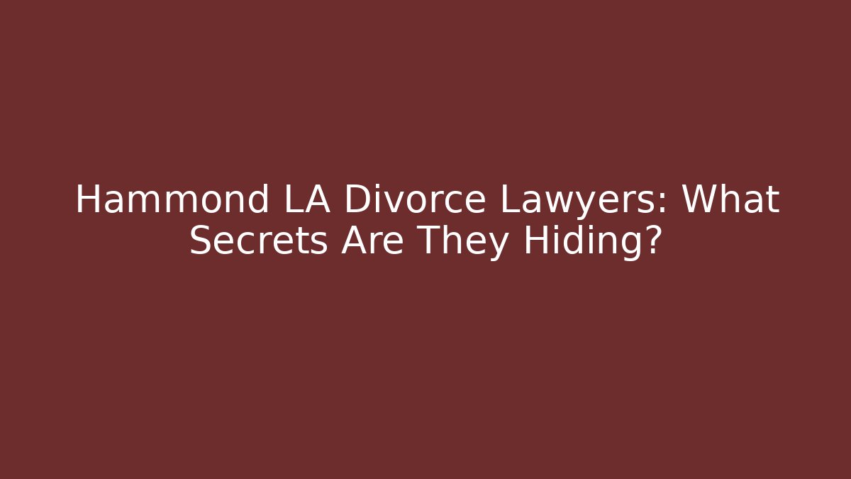 Hammond LA Divorce Lawyers: What Secrets Are They Hiding?