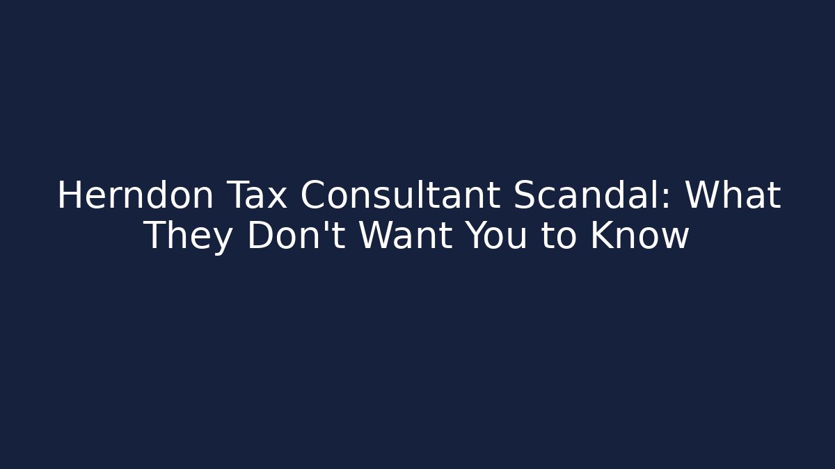 Herndon Tax Consultant Scandal: What They Don't Want You to Know
