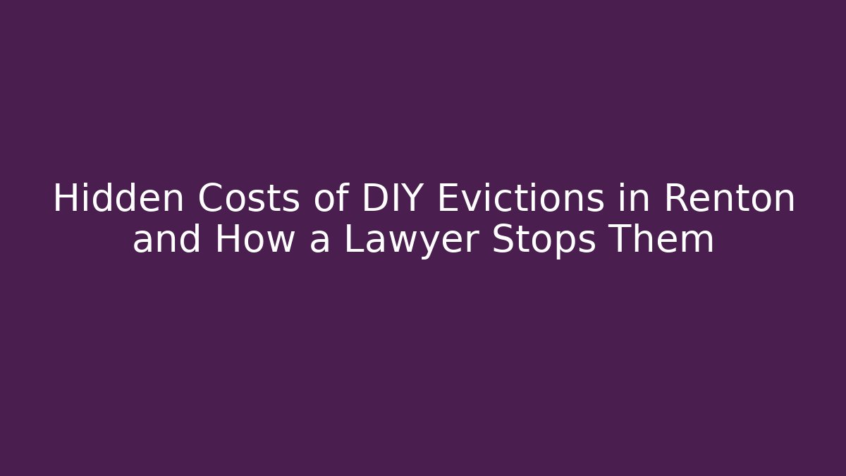 Hidden Costs of DIY Evictions in Renton and How a Lawyer Stops Them
