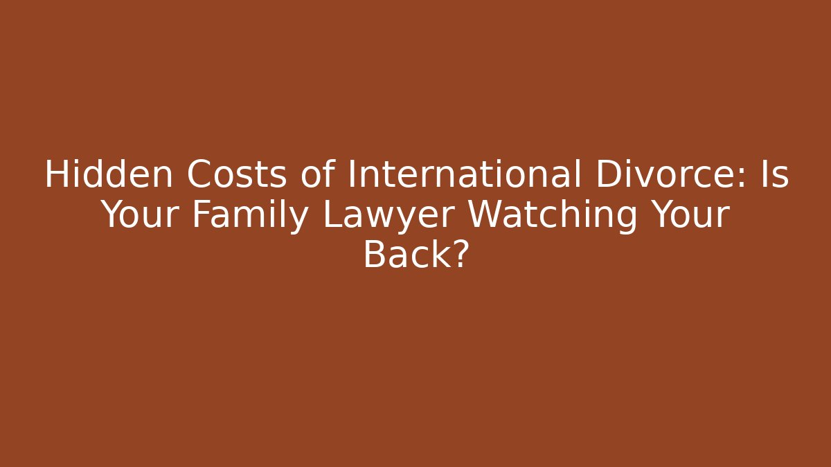 Hidden Costs of International Divorce: Is Your Family Lawyer Watching Your Back?