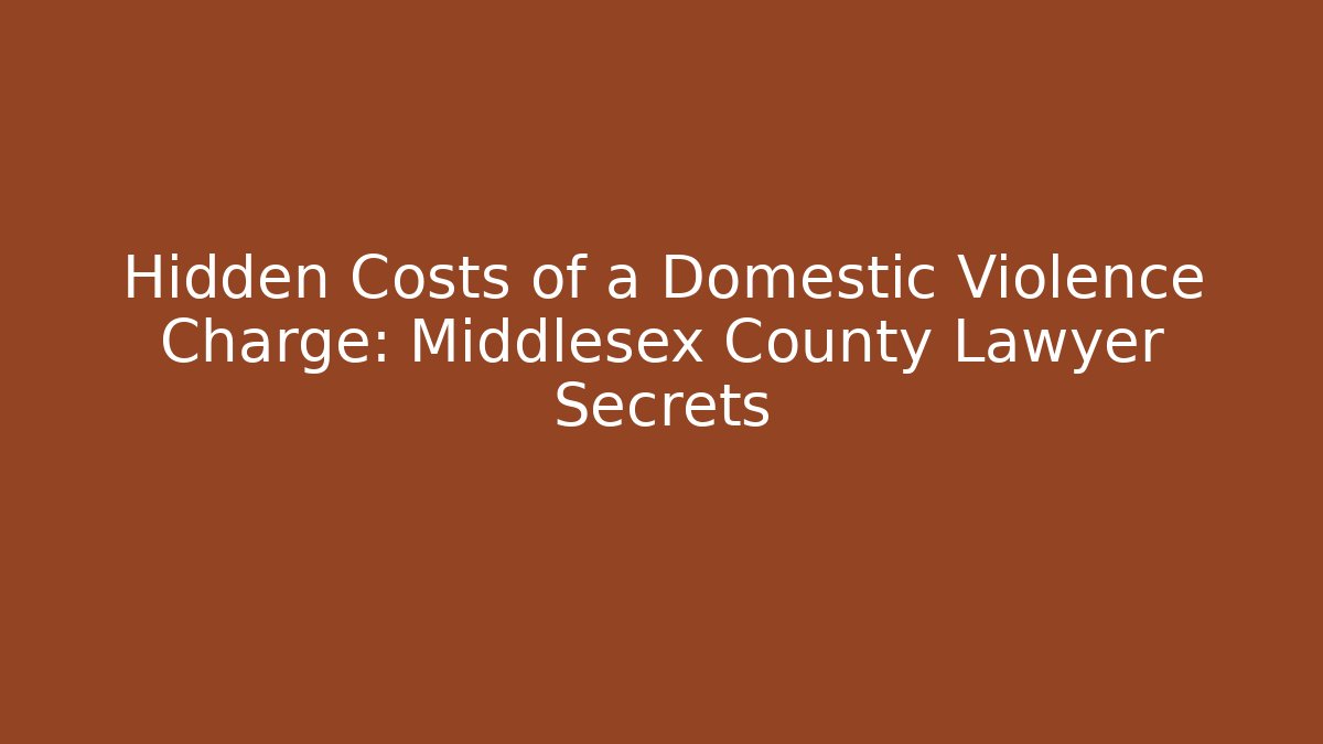 Hidden Costs of a Domestic Violence Charge: Middlesex County Lawyer Secrets