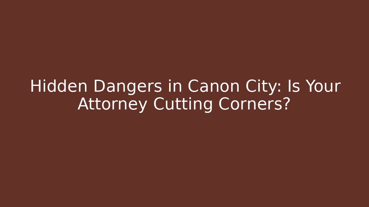 Hidden Dangers in Canon City: Is Your Attorney Cutting Corners?
