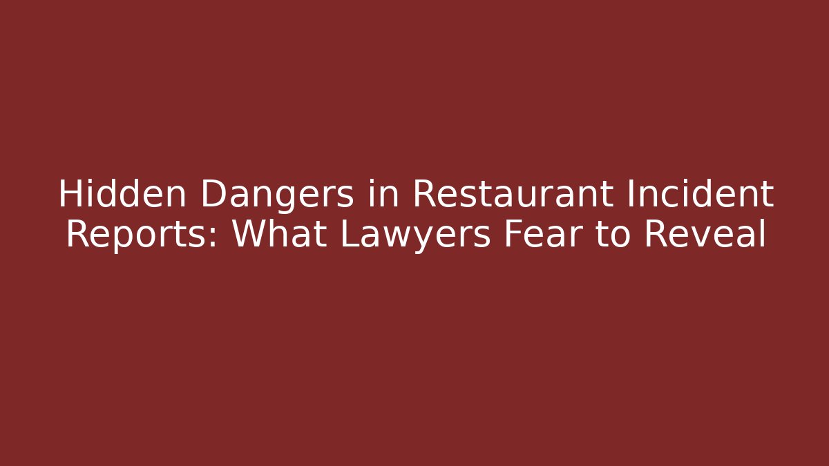 Hidden Dangers in Restaurant Incident Reports: What Lawyers Fear to Reveal