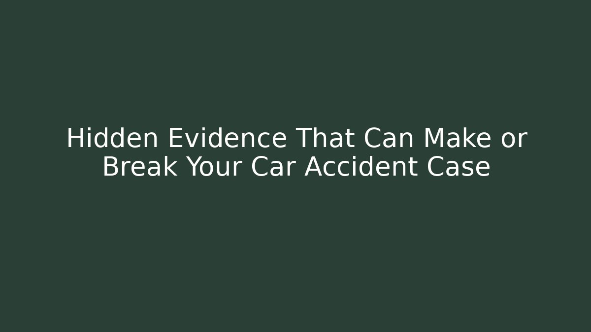 Hidden Evidence That Can Make or Break Your Car Accident Case