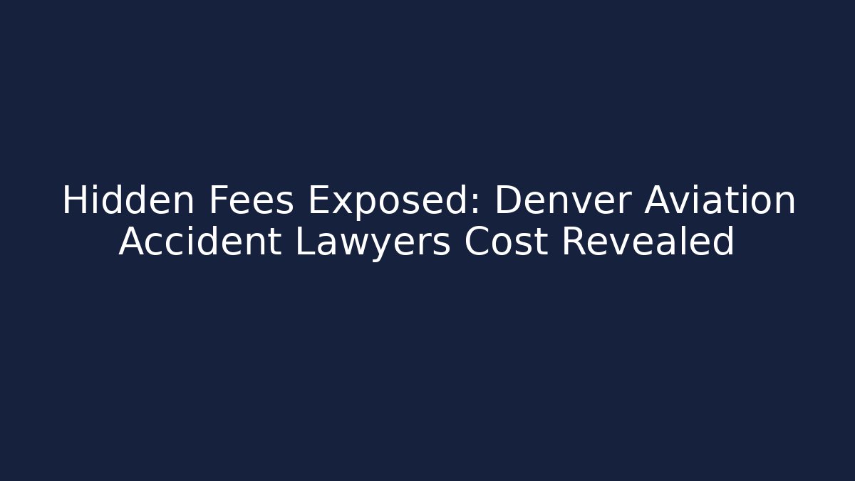 Hidden Fees Exposed: Denver Aviation Accident Lawyers Cost Revealed