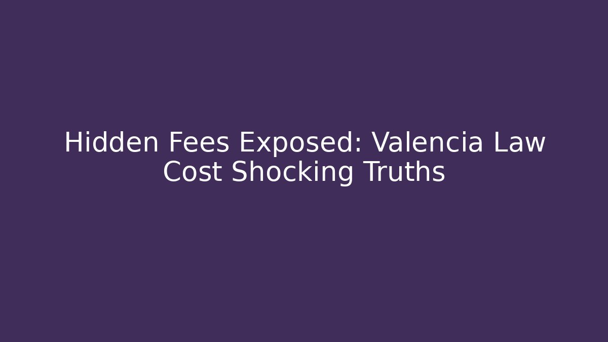 Hidden Fees Exposed: Valencia Law Cost Shocking Truths