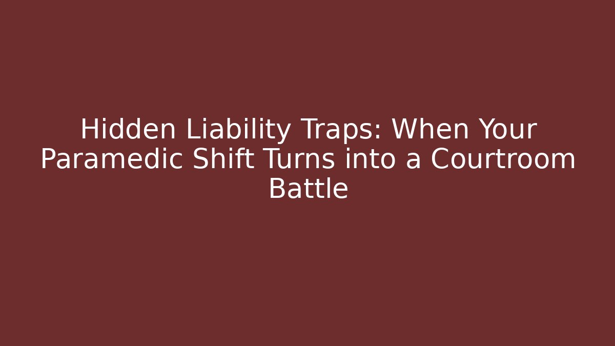 Hidden Liability Traps: When Your Paramedic Shift Turns into a Courtroom Battle