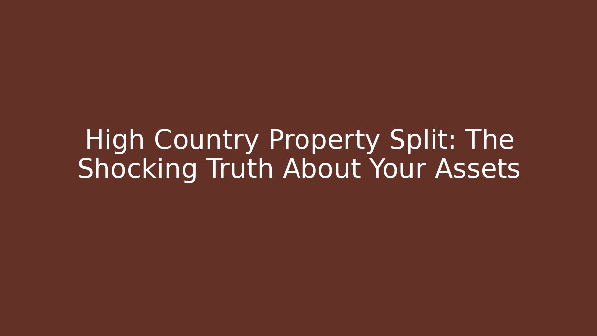High Country Property Split: The Shocking Truth About Your Assets - V Auction