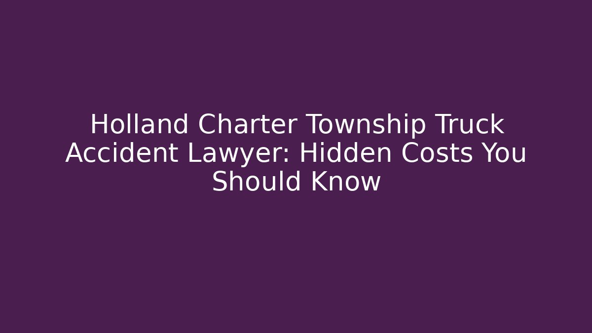 Holland Charter Township Truck Accident Lawyer: Hidden Costs You Should Know