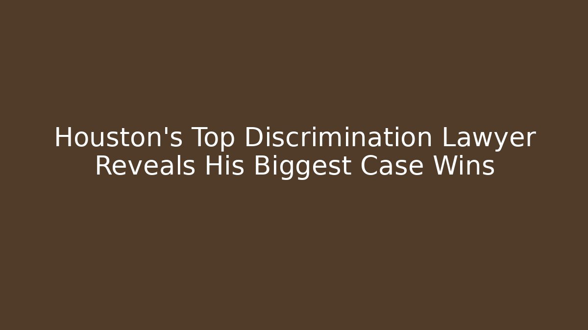 Houston's Top Discrimination Lawyer Reveals His Biggest Case Wins - V Auction