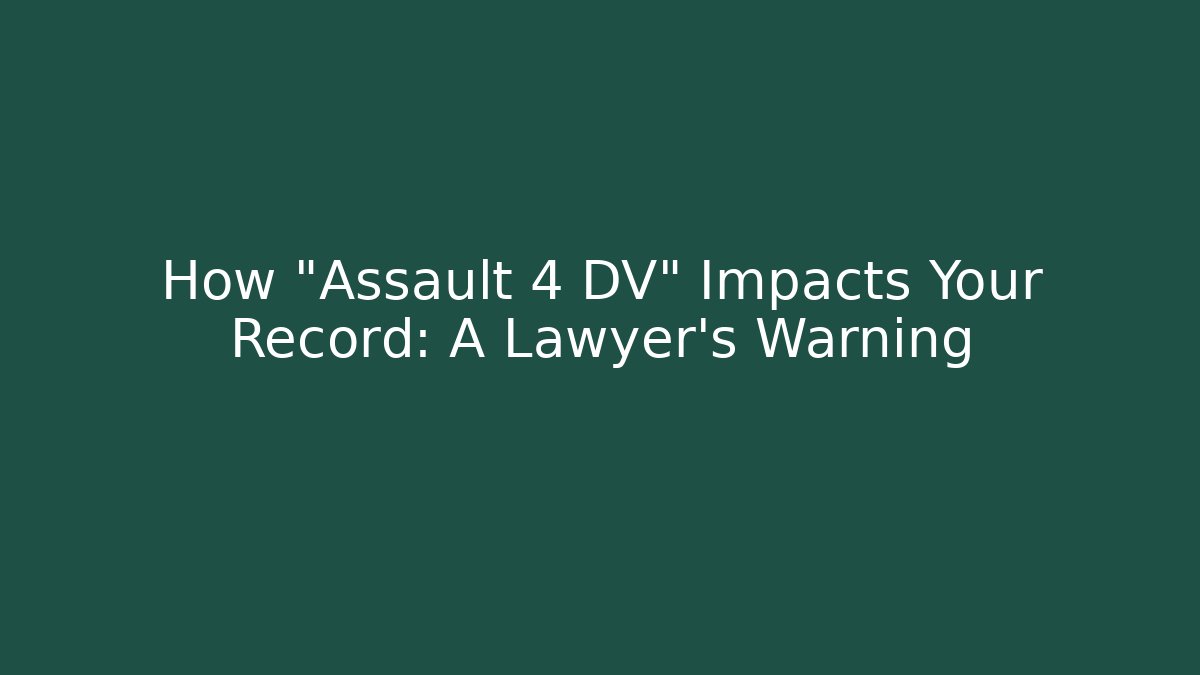 How "Assault 4 DV" Impacts Your Record: A Lawyer's Warning - V Auction