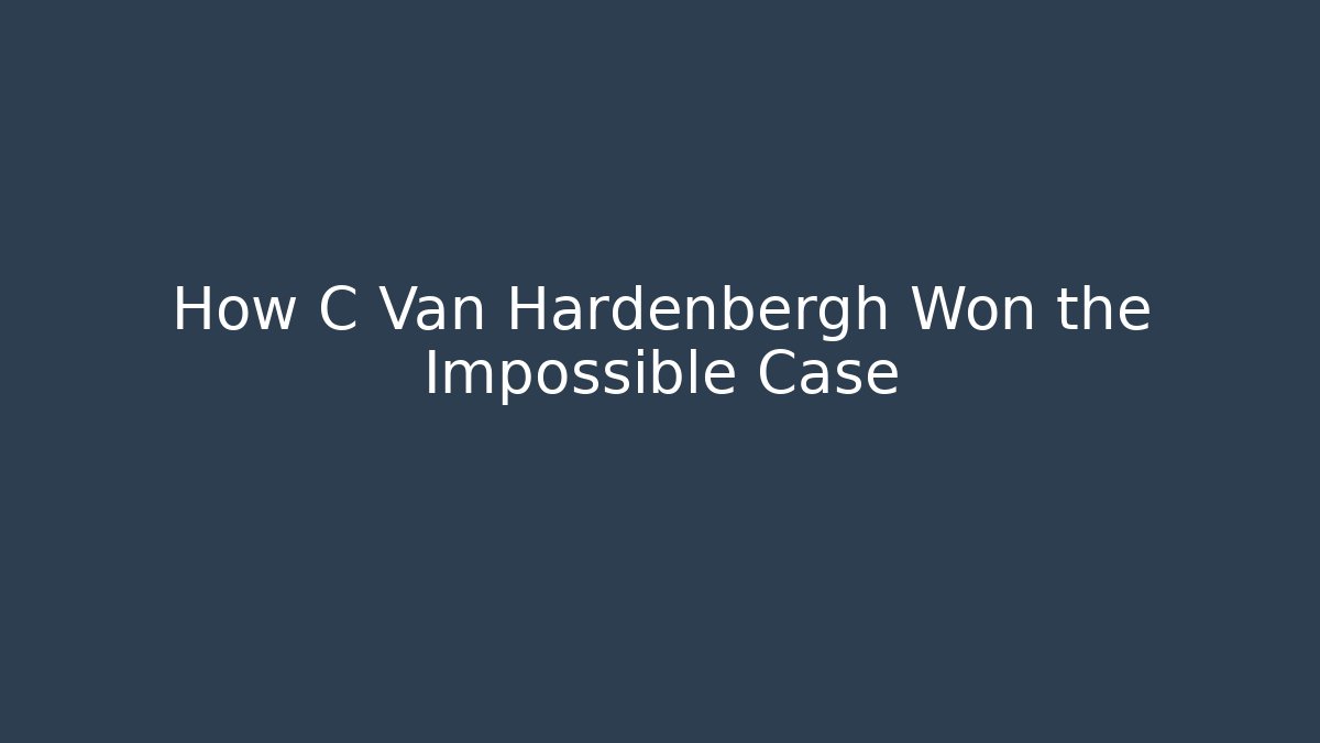 How C Van Hardenbergh Won the Impossible Case