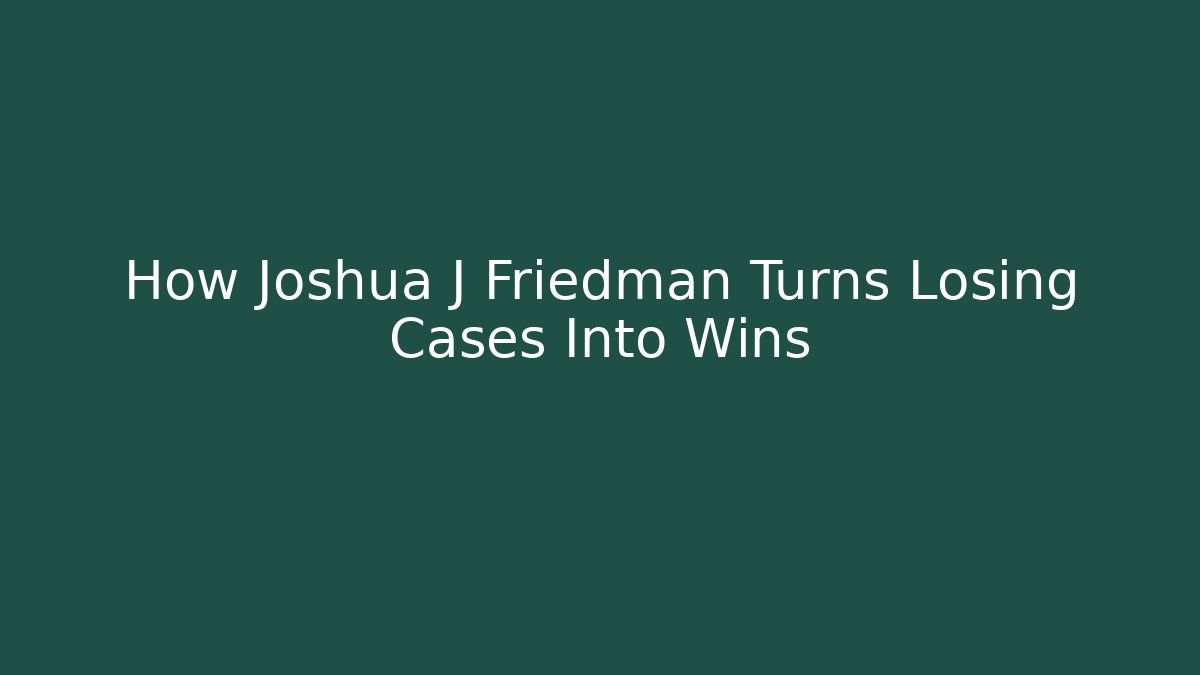 How Joshua J Friedman Turns Losing Cases Into Wins