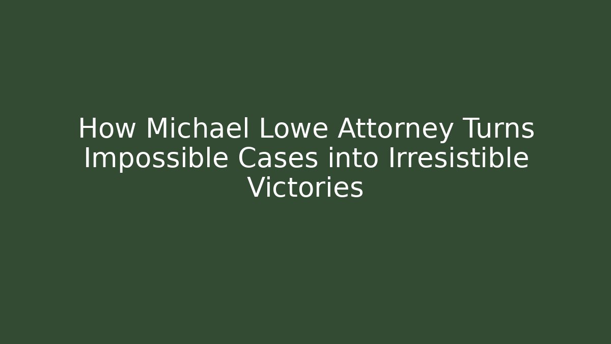 How Michael Lowe Attorney Turns Impossible Cases into Irresistible Victories
