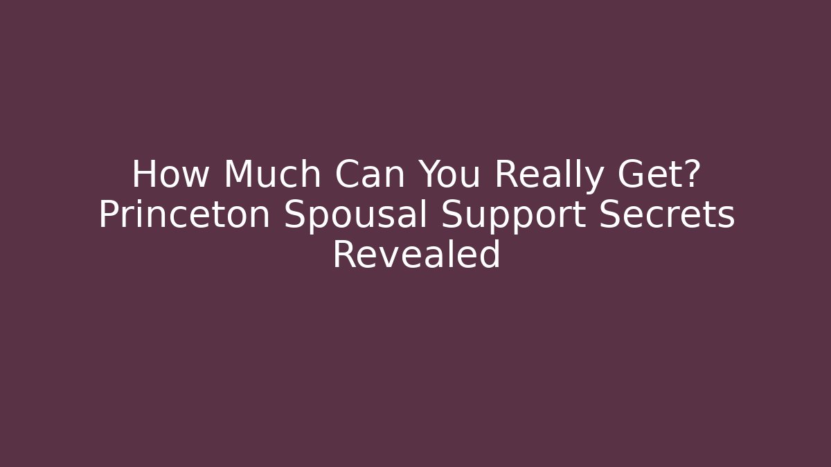How Much Can You Really Get? Princeton Spousal Support Secrets Revealed - V Auction