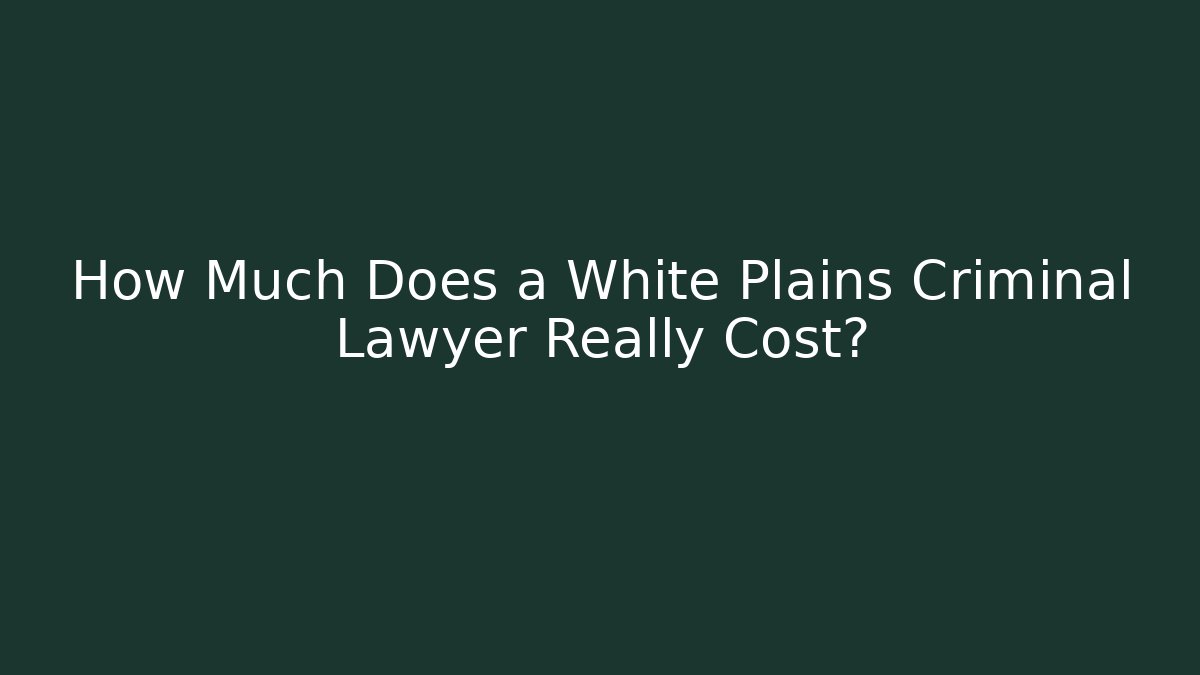 How Much Does a White Plains Criminal Lawyer Really Cost?