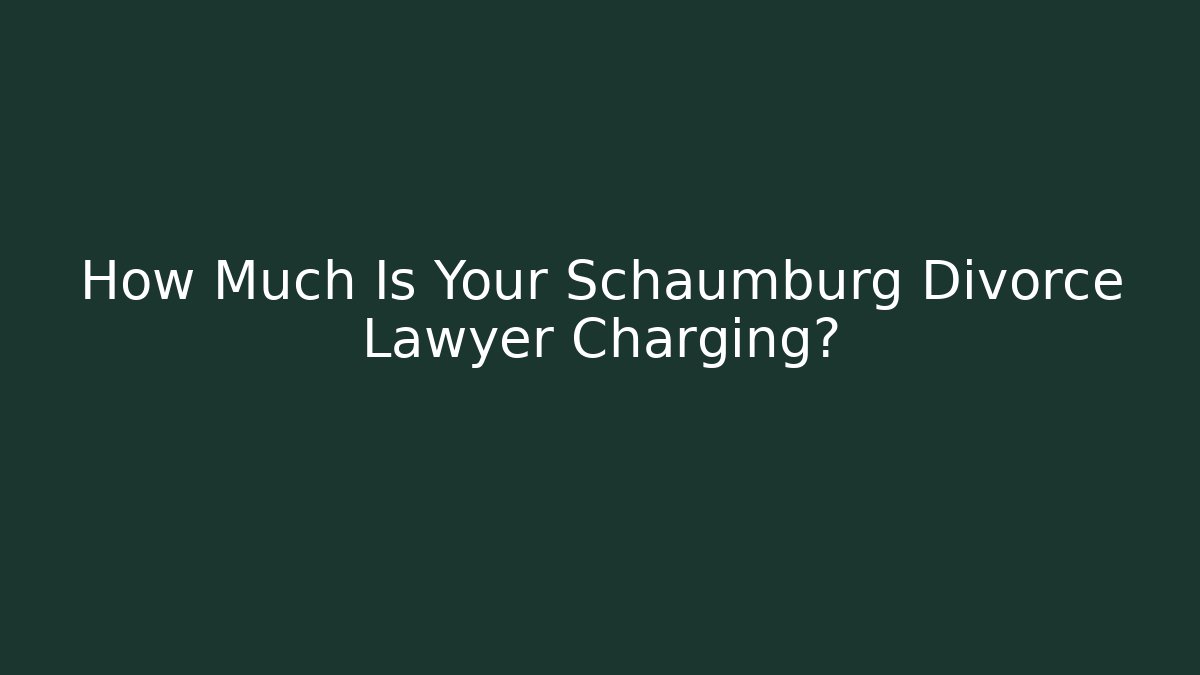 How Much Is Your Schaumburg Divorce Lawyer Charging?