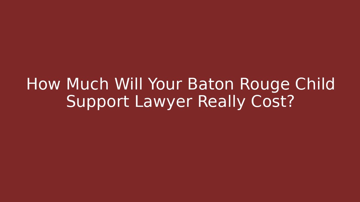 How Much Will Your Baton Rouge Child Support Lawyer Really Cost? - V Auction