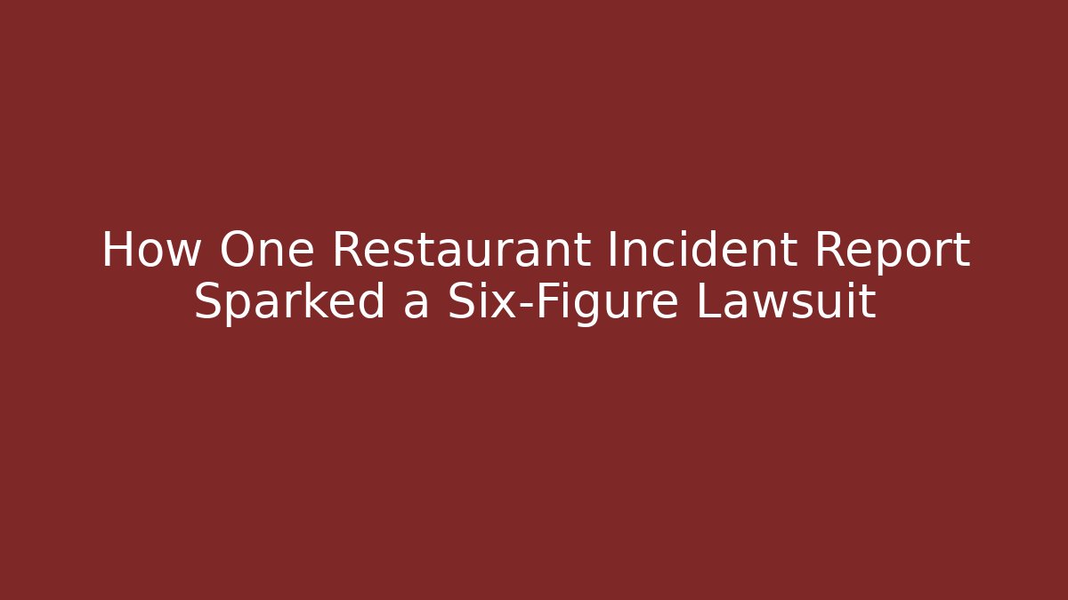 How One Restaurant Incident Report Sparked a Six-Figure Lawsuit
