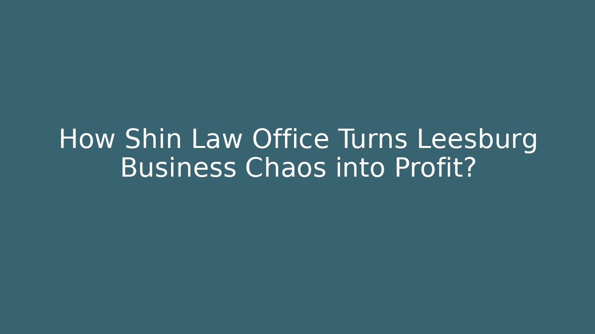 How Shin Law Office Turns Leesburg Business Chaos into Profit?