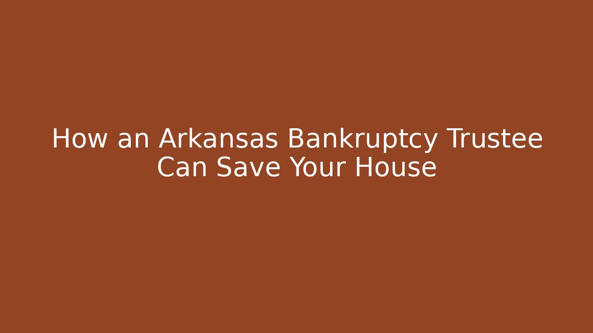 How an Arkansas Bankruptcy Trustee Can Save Your House - V Auction