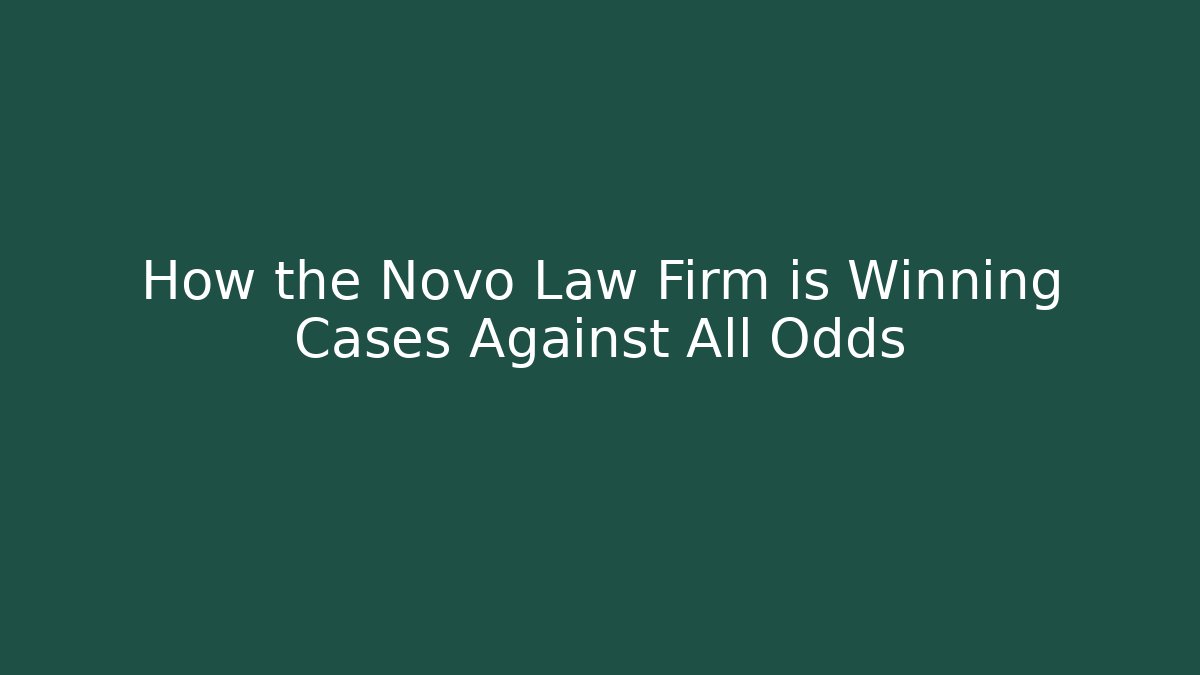 How the Novo Law Firm is Winning Cases Against All Odds