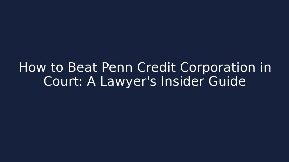 How to Beat Penn Credit Corporation in Court: A Lawyer's Insider Guide