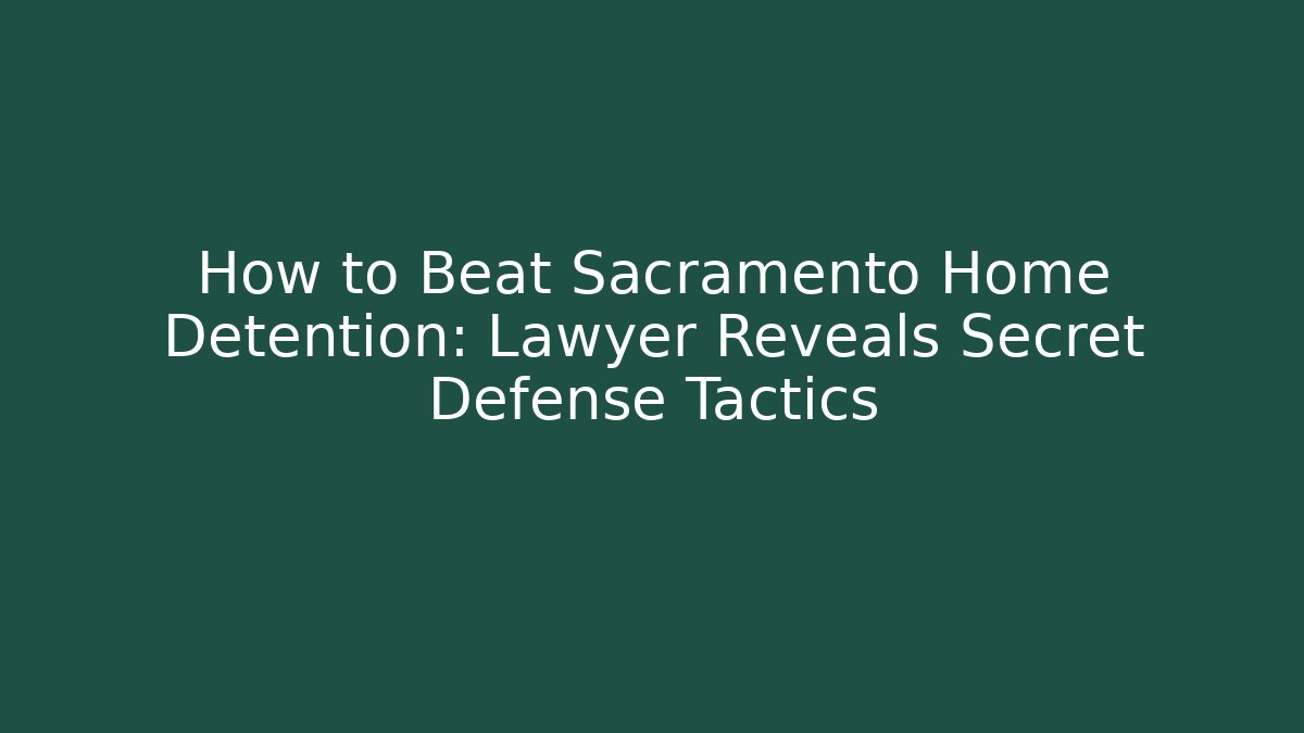 How to Beat Sacramento Home Detention: Lawyer Reveals Secret Defense Tactics