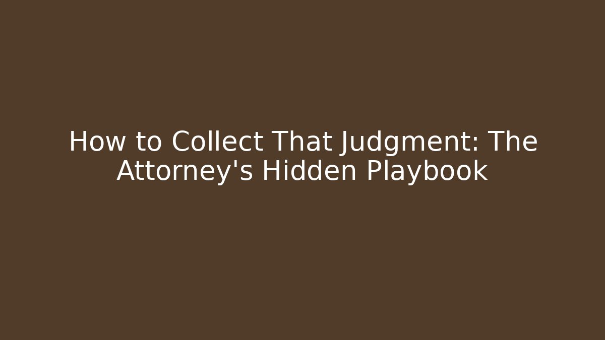 How to Collect That Judgment: The Attorney’s Hidden Playbook