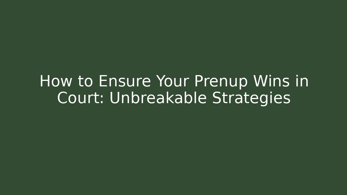 How to Ensure Your Prenup Wins in Court: Unbreakable Strategies