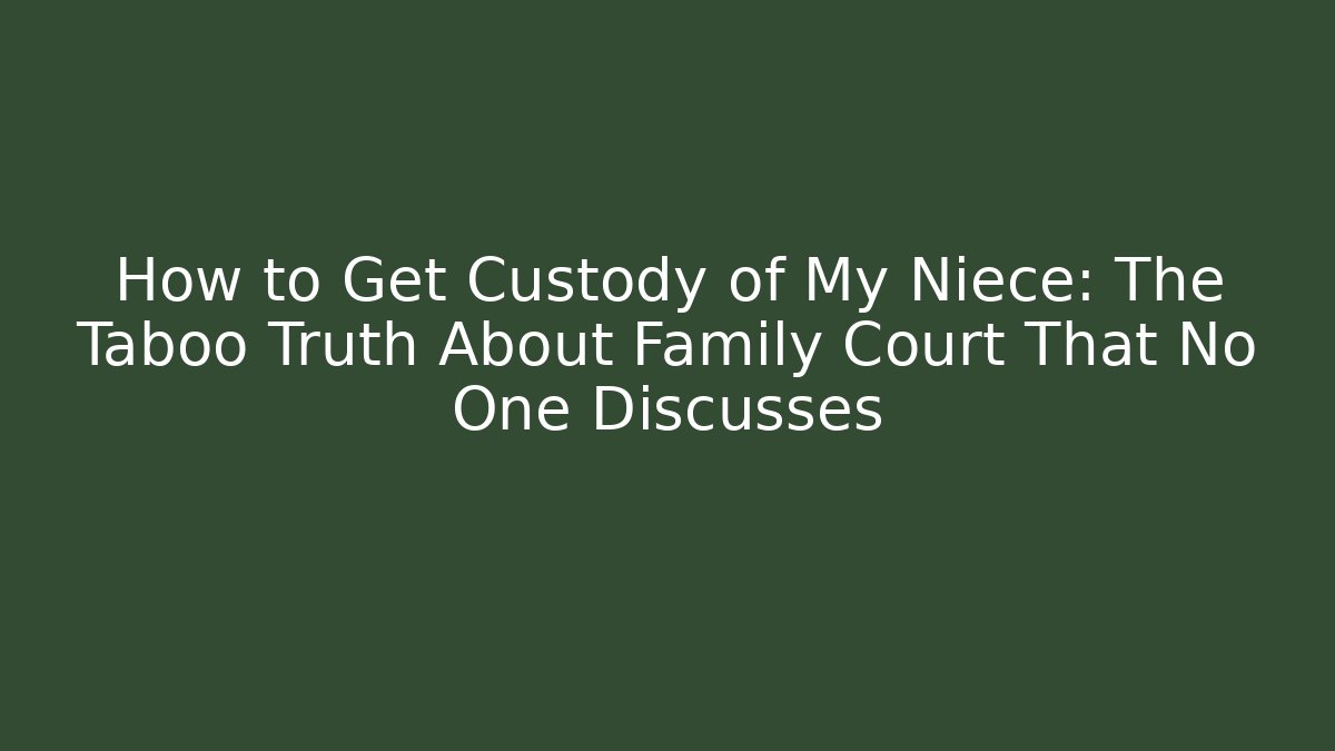 How to Get Custody of My Niece: The Taboo Truth About Family Court That No One Discusses