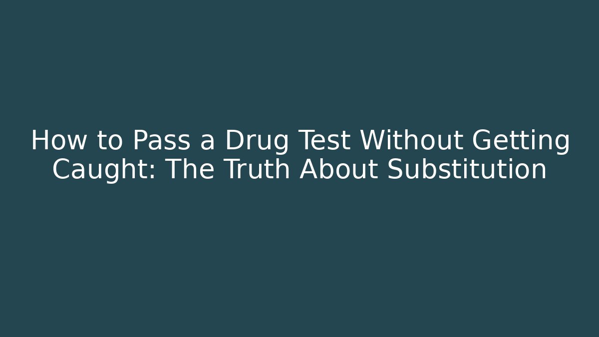 How to Pass a Drug Test Without Getting Caught: The Truth About Substitution