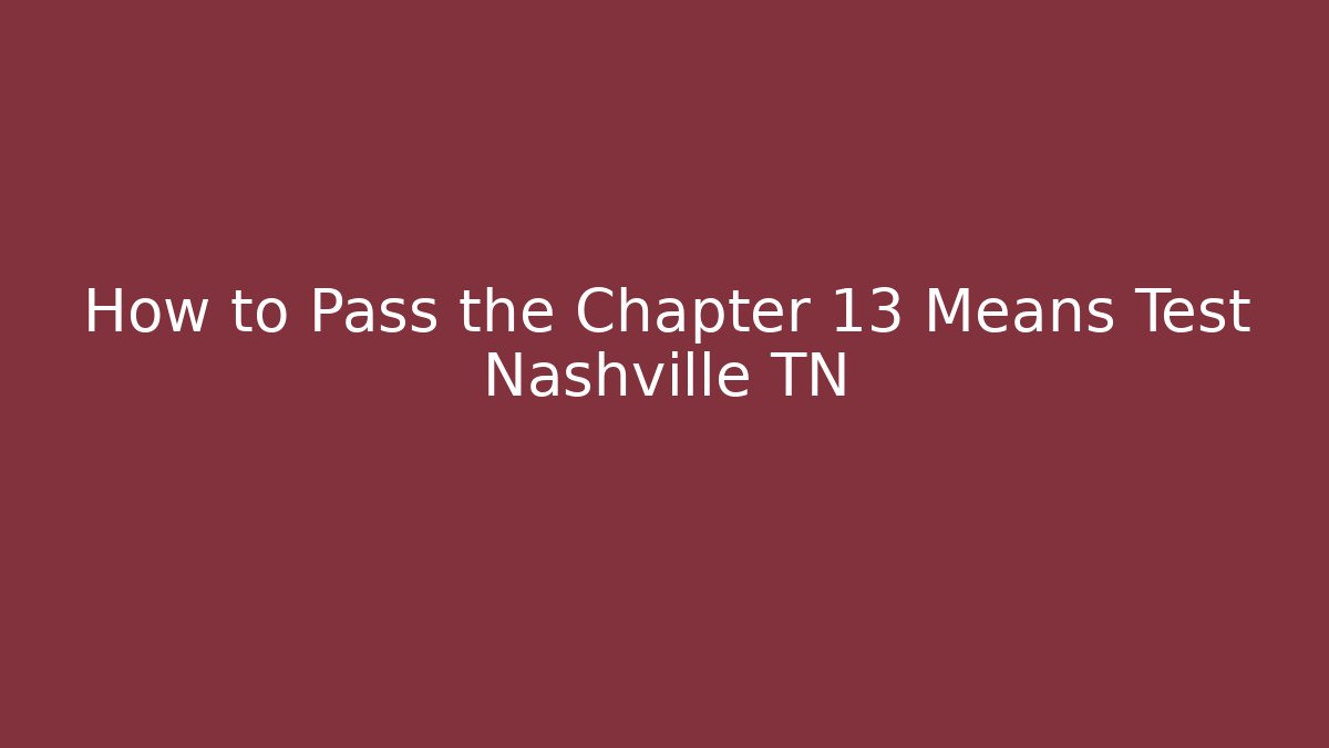 How to Pass the Chapter 13 Means Test Nashville TN - V Auction