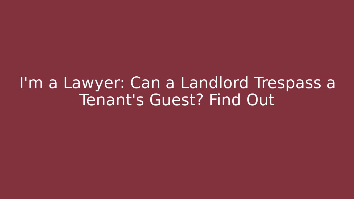 I'm a Lawyer: Can a Landlord Trespass a Tenant's Guest? Find Out - V Auction
