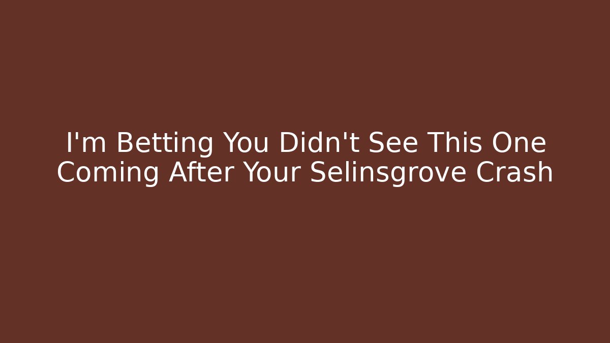 I’m Betting You Didn't See This One Coming After Your Selinsgrove Crash