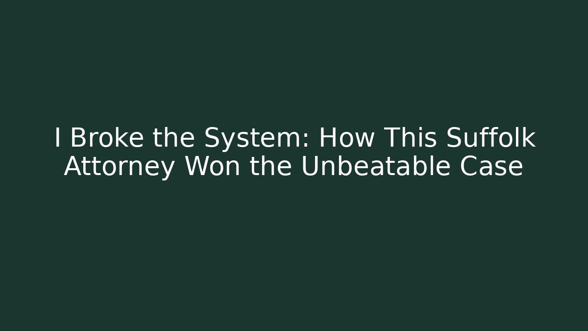 I Broke the System: How This Suffolk Attorney Won the Unbeatable Case