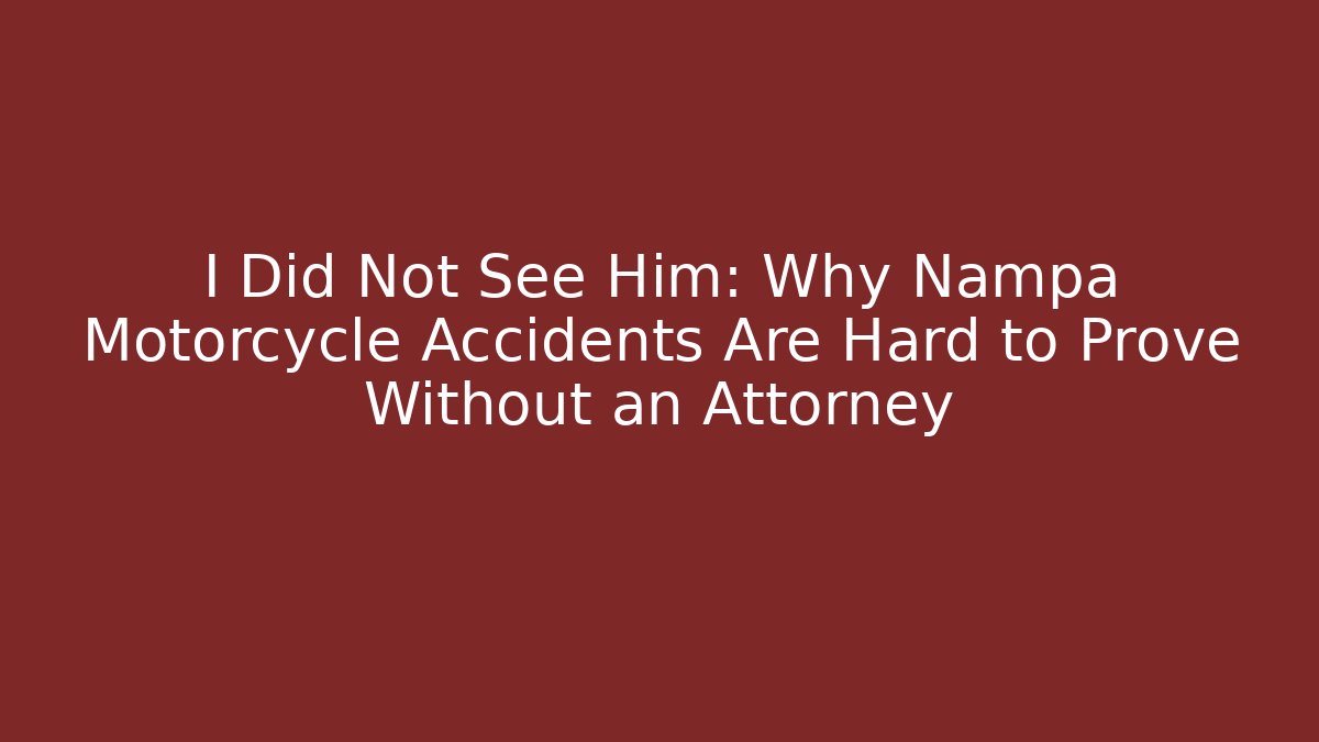 I Did Not See Him: Why Nampa Motorcycle Accidents Are Hard to Prove Without an Attorney