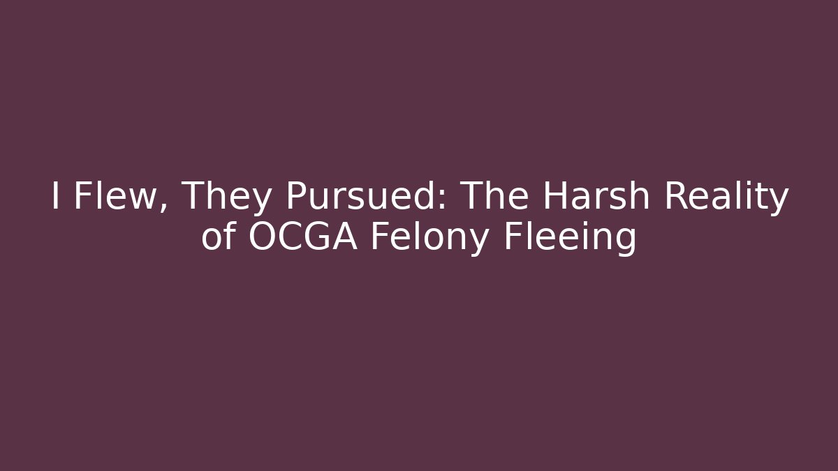 I Flew, They Pursued: The Harsh Reality of OCGA Felony Fleeing