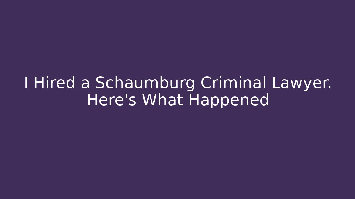 I Hired a Schaumburg Criminal Lawyer. Here's What Happened