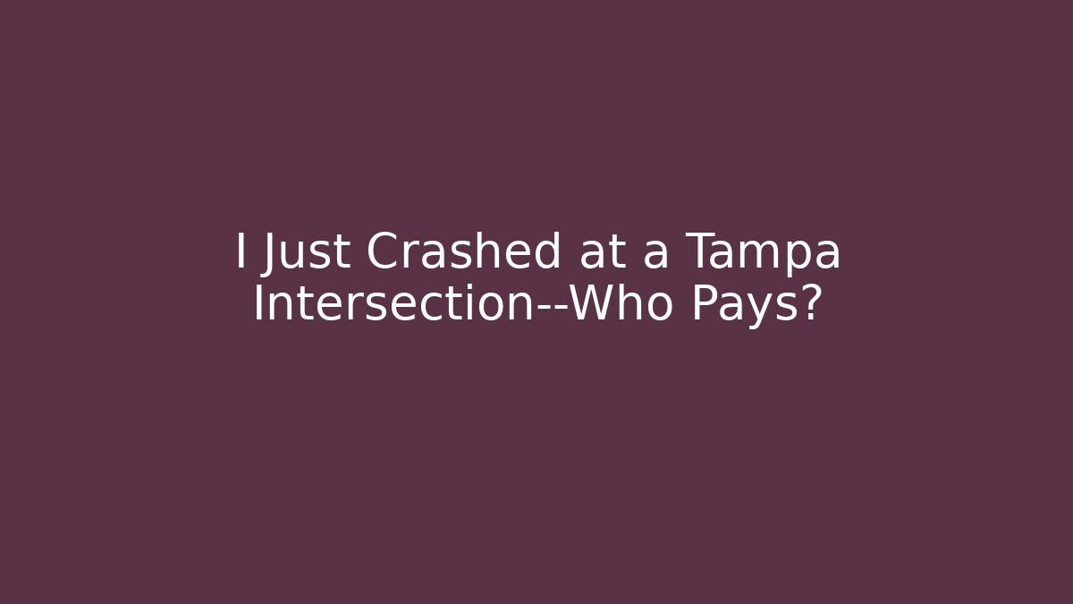 I Just Crashed at a Tampa Intersection—Who Pays? - V Auction
