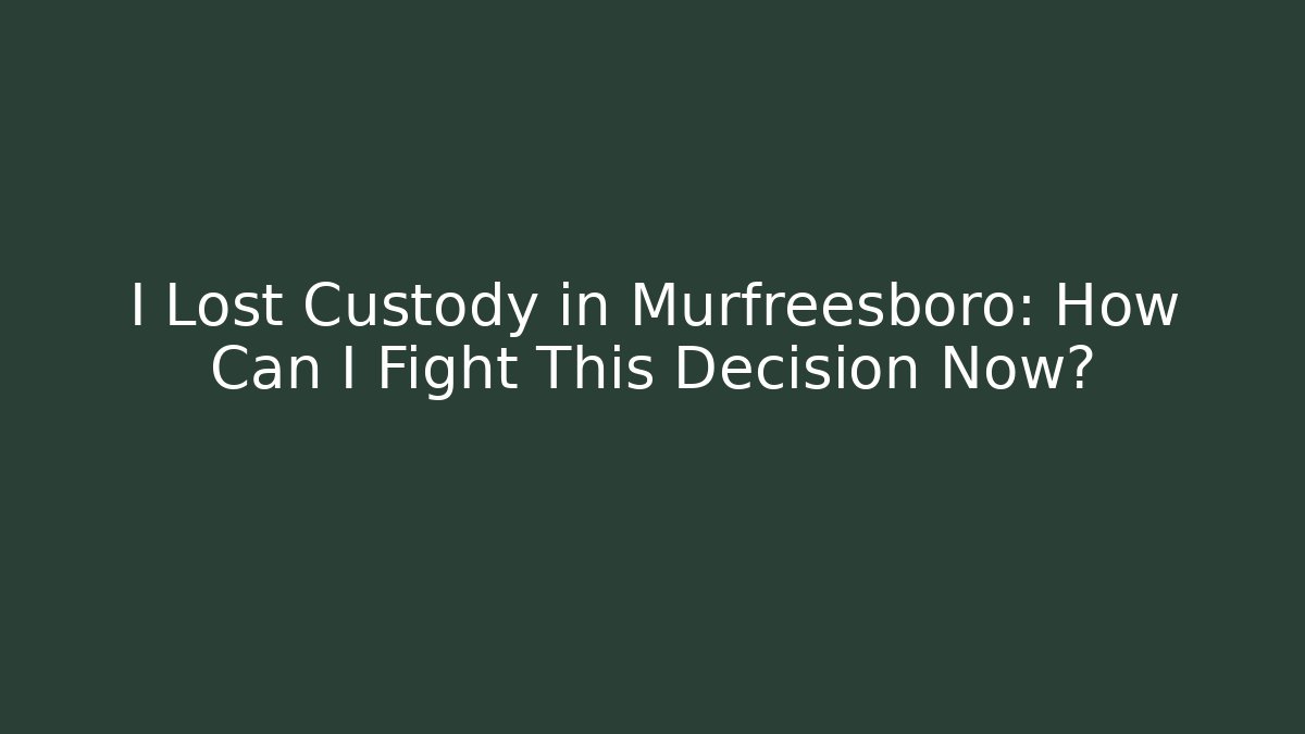 I Lost Custody in Murfreesboro: How Can I Fight This Decision Now?