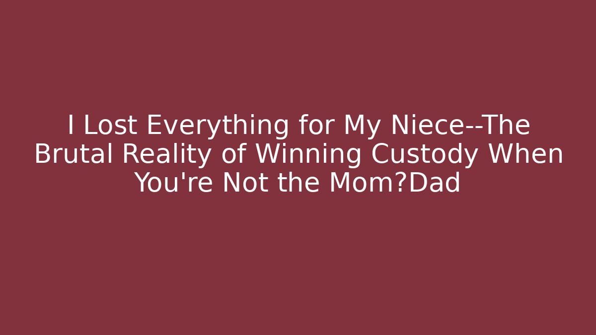 I Lost Everything for My Niece—The Brutal Reality of Winning Custody When You’re Not the Mom或Dad