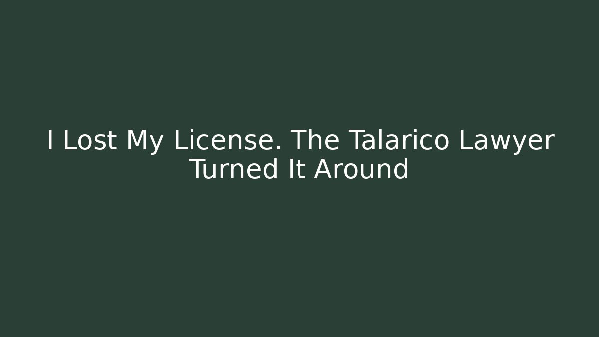 I Lost My License. The Talarico Lawyer Turned It Around