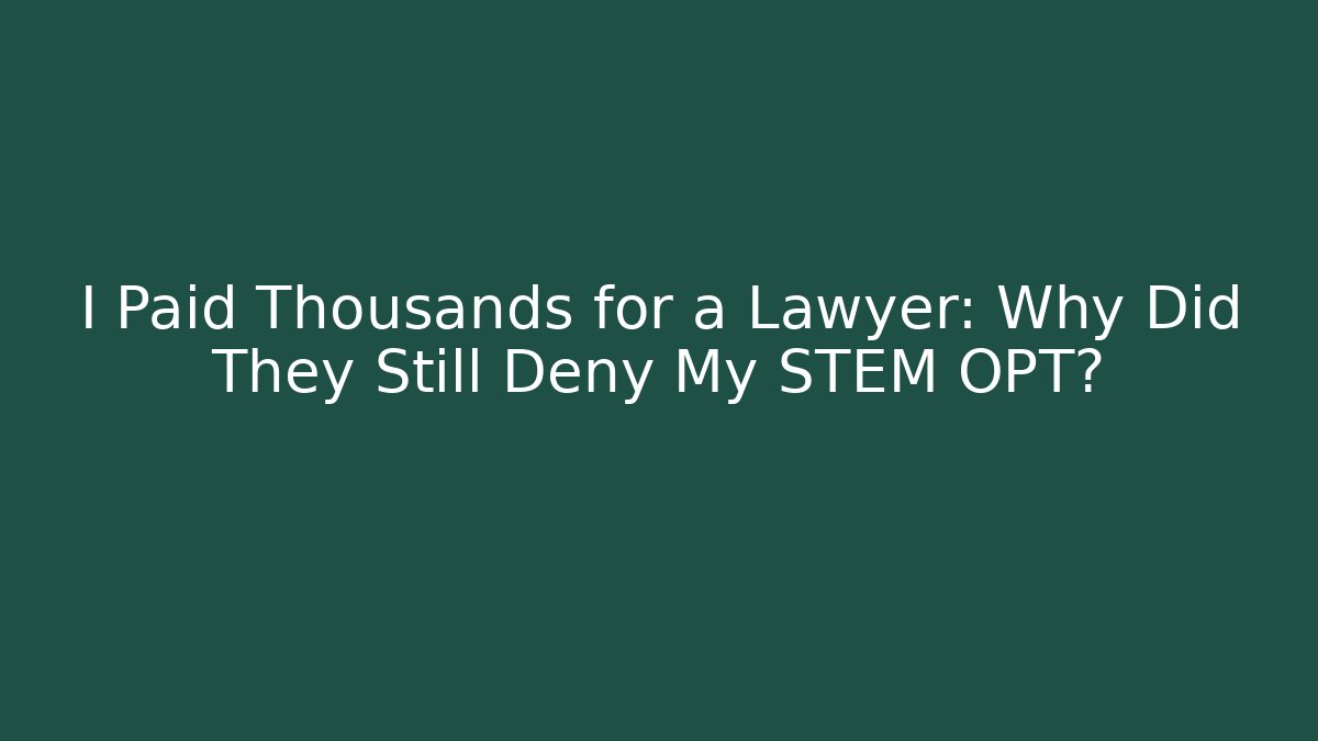 I Paid Thousands for a Lawyer: Why Did They Still Deny My STEM OPT?