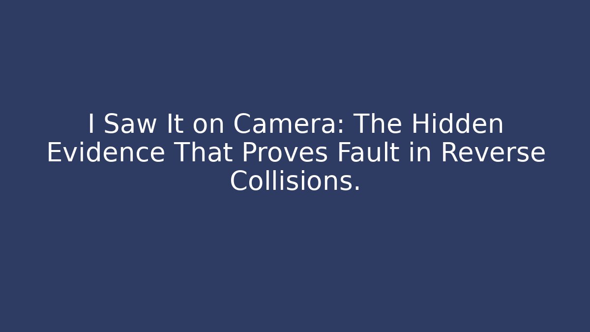 I Saw It on Camera: The Hidden Evidence That Proves Fault in Reverse Collisions. - V Auction
