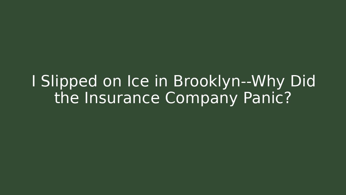 I Slipped on Ice in Brooklyn—Why Did the Insurance Company Panic? - V Auction